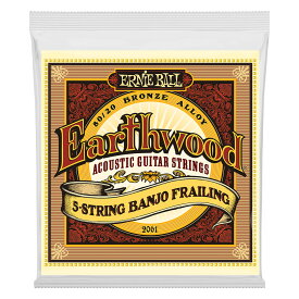 ERNIE BALL 2061 Earthwood 5-String Banjo Frailing Loop End 80/20 Bronze 10-24 Gauge 5弦バンジョー弦