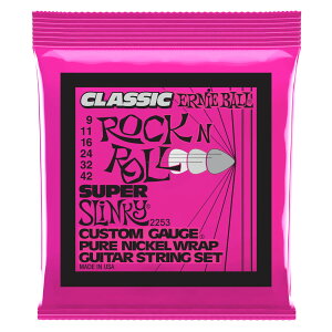 A[j[{[ ERNIE BALL 2253 Super Slinky Classic Rock n Roll Pure Nickel Wrap 9-42 Gauge GLM^[
