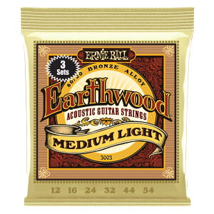 アーニーボール ERNIE BALL 3003 Earthwood Medium Light 80/20 Bronze 3 Pack 12-54 Gauge アコースティックギター弦