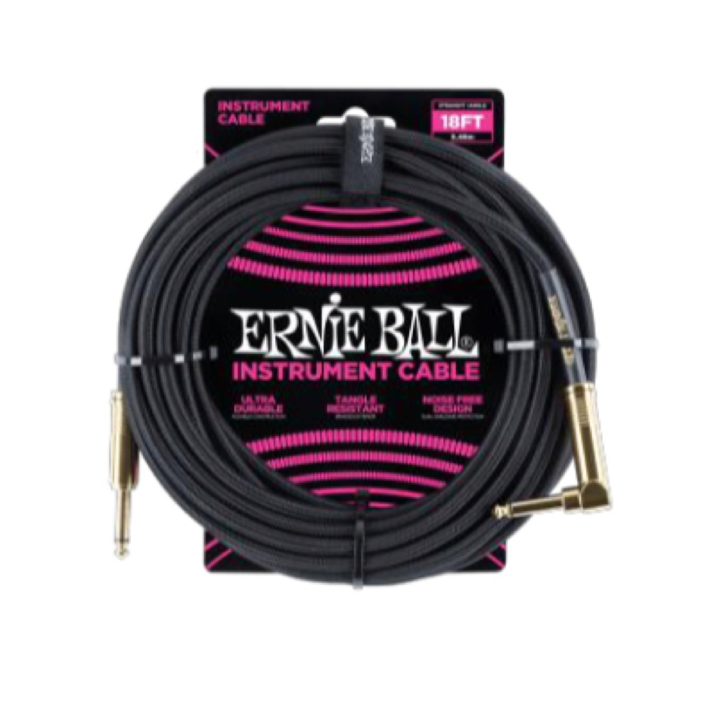 アーニーボール　ERNIE　BALL　STRAIGHT　18'　BLACK　ANGLE　P06086　CABLE　INSTRUMENT　ギターケーブル