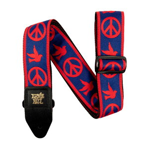 A[j[{[ Xgbv ERNIE BALL 4698 RED AND BLUE PEACE LOVE DOVE JACQUARD STRAP M^[Xgbv WJ[h