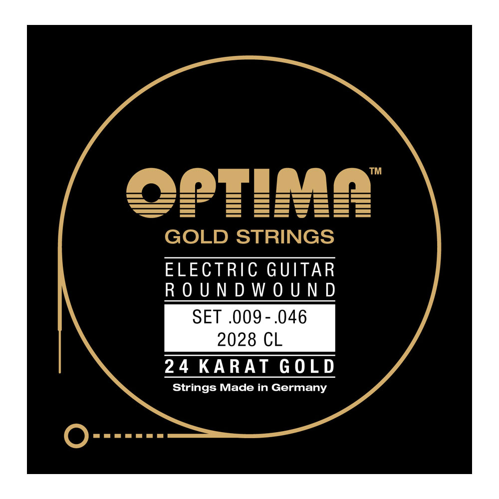 オプティマ 24金メッキ エレクトリックギター弦 09-46 Optima 低価格化 Gold 休日 エレキギター弦 Strings 24K 2028.CL