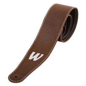 WARWICK Teambuilt Genuine Leather Bass Strap Brown Silver Embossing x[XXgbv