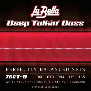 x  1Zbg La Bella 760T-B White Nylon Tape Wound 60-135 5GLx[X