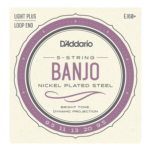 D'Addario �_�_���I EJ60+ 5-String Banjo Nickel Plated Light Plus 9.5-20 �o���W���[��