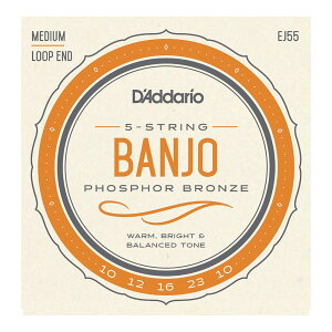 D'Addario �_�_���I EJ55 5-String Banjo Phosphor Bronze Medium 10-23 �o���W���[��