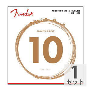 Fender tF_[ Phosphor Bronze Acoustic Guitar Strings Ball End 60XL .010-.048 Gauges AR[XeBbNM^[