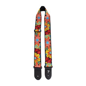 Perrifs y[Y TWS-7580 2C` Big Flower Jacquard Guitar Strap With Triglide M^[Xgbv