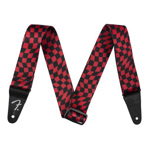 Fender tF_[ Wavy Checkerboard Polyester Strap Red M^[Xgbv