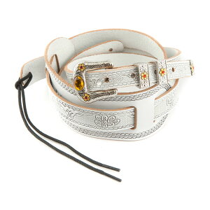 GRETSCH �O���b�` Vintage Tooled Leather Guitar Strap White �M�^�[�X�g���b�v