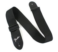 フェンダー Fender Economy Strap SILVER 2" Black Polyester Logo Straps ギターストラップ