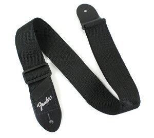 tF_[ Fender Economy Strap SILVER 2" Black Polyester Logo Straps M^[Xgbv