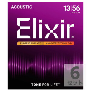 GNT[ ELIXIR 16102 PHOSPHOR BRONZE NANOWEB Medium 13-56×6SET AR[XeBbNM^[