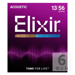 GNT[ ELIXIR 11100 ACOUSTIC POLYWEB Medium 13-56×6SET AR[XeBbNM^[