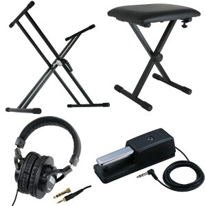 Dicon Audio X型キーボードスタンド ピアノ椅子 ヘッドフォン ROLAND ダンパーペダル 電子ピアノアクセサリ 4点セット