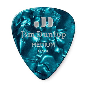 【10/4 20時から10/5まで P10倍】 JIM DUNLOP 483 Genuine Celluloid Turquoise Pearloid Medium ギターピック×12枚