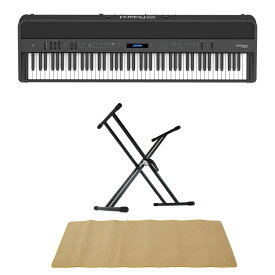ローランド ROLAND FP-90X-BK Digital Piano ブラック デジタルピアノ スタンド マット 3点セット [鍵盤 AMset]