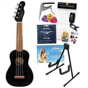 フェンダー Fender Venice Soprano Ukulele Black Walnut ソプラノ ウクレレ 初心者セット
