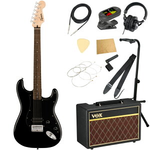 Squier スクワイヤー スクワイア Sonic Stratocaster HT H LRL BLK エレキギター ストラトキャスター VOXアンプ付き 入門11点 初心者セット