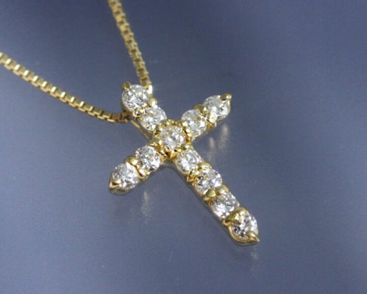 楽天市場】4月誕生石ネックレス ダイヤモンド0.2ct クロス ネックレス 