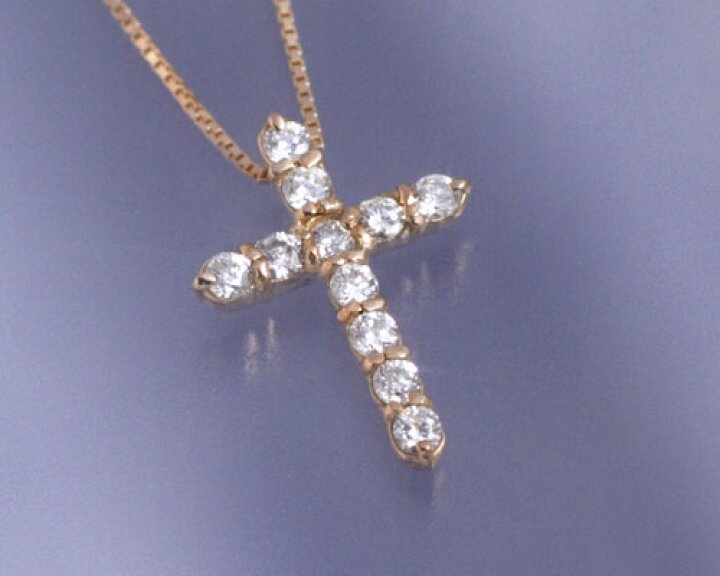 楽天市場】4月誕生石ネックレス ダイヤモンド0.3ct クロス ネックレス 