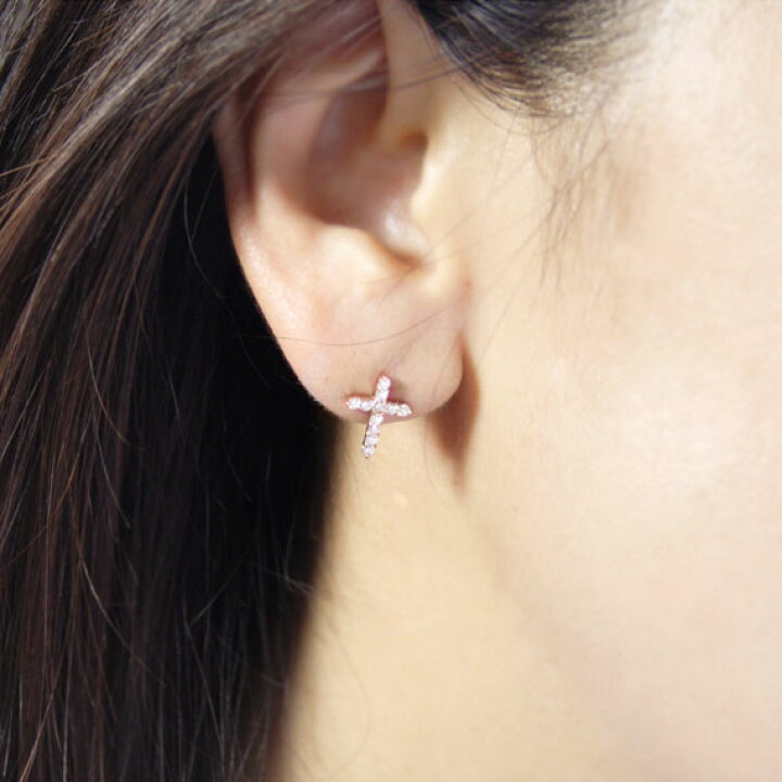 楽天市場】4月誕生石 ダイヤモンド0.3ct クロス スタッド ピアス【K18 