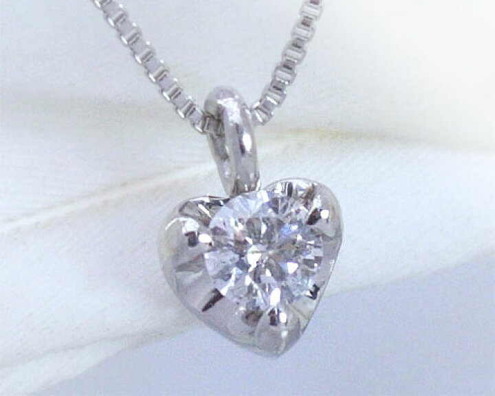 楽天市場】ダイヤモンド0.1ct ハート枠 ネックレス レディース 