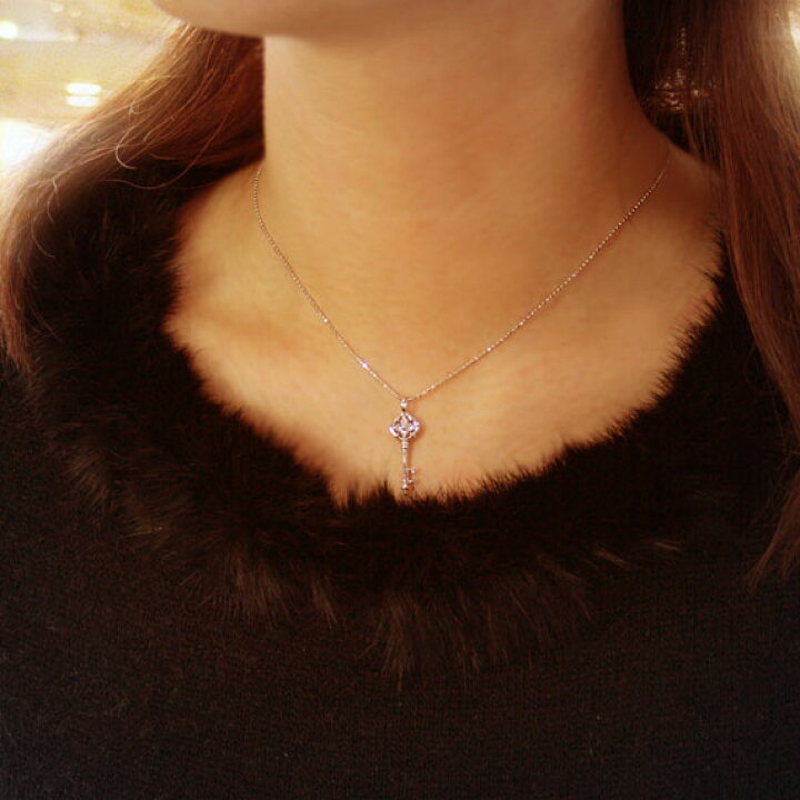 楽天市場】4月誕生石ネックレス ダイヤモンド0.1ct キー（鍵 