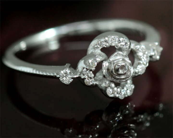 楽天市場】ピンキーリング 18k 4月誕生石 ダイヤモンド 0.08ct リング 