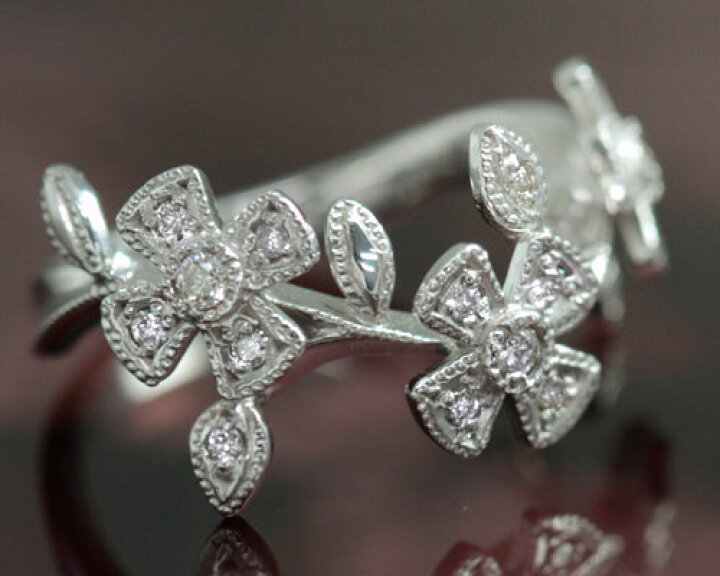 楽天市場】ピンキーリング 18k 4月誕生石 ダイヤモンド 0.15ct リング 