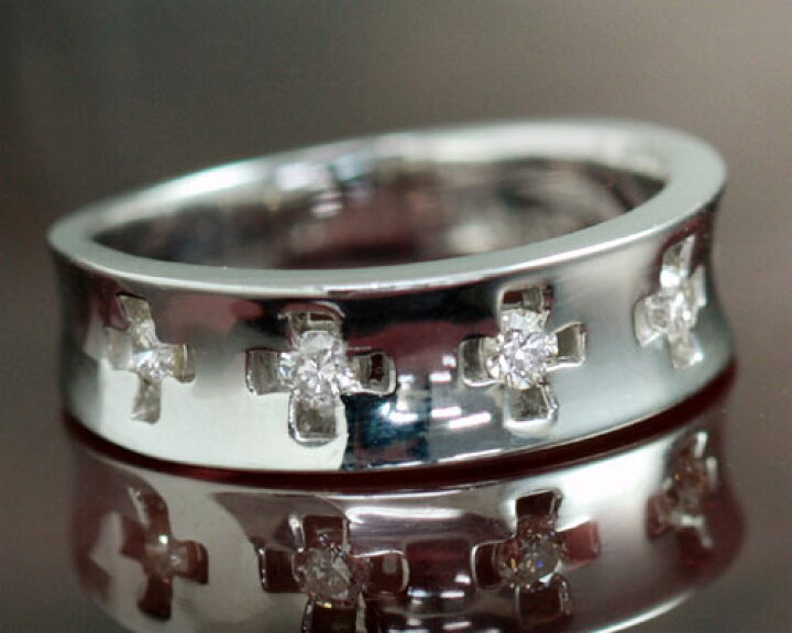楽天市場】ピンキーリング 18k 4月誕生石 ダイヤモンド 0.17ct クロス 
