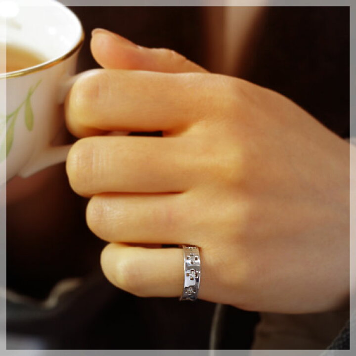 楽天市場】ピンキーリング 18k 4月誕生石 ダイヤモンド 0.17ct クロス 