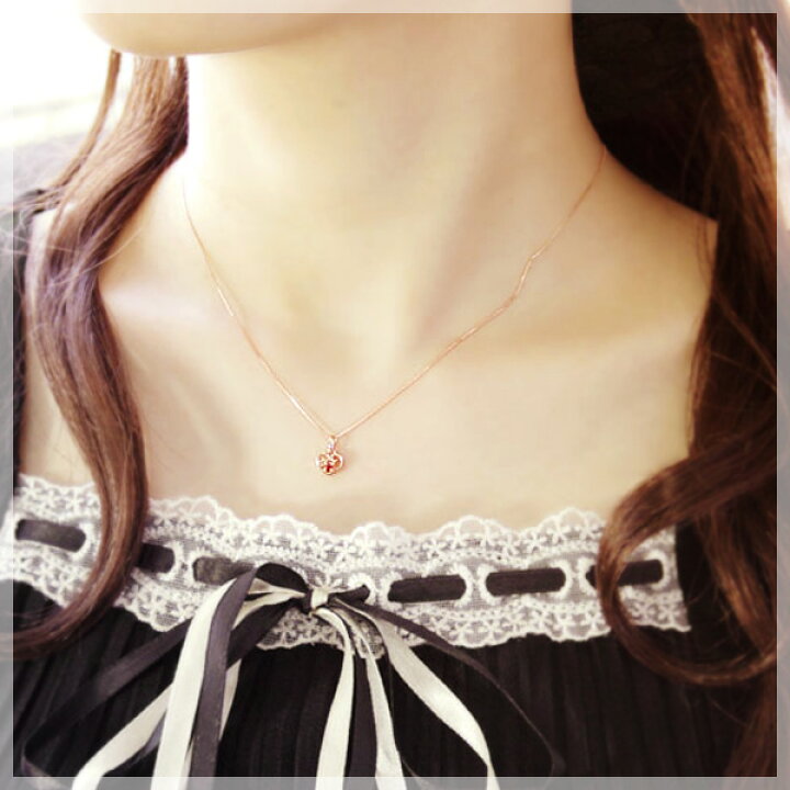 楽天市場】ガーネット 気品あふれる王冠のようなハート ネックレス K10  