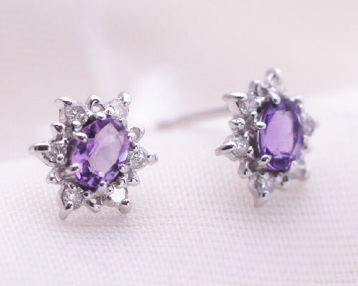 楽天市場】2月/4月誕生石 アメジスト/ダイヤモンド0.12ct（カラット  
