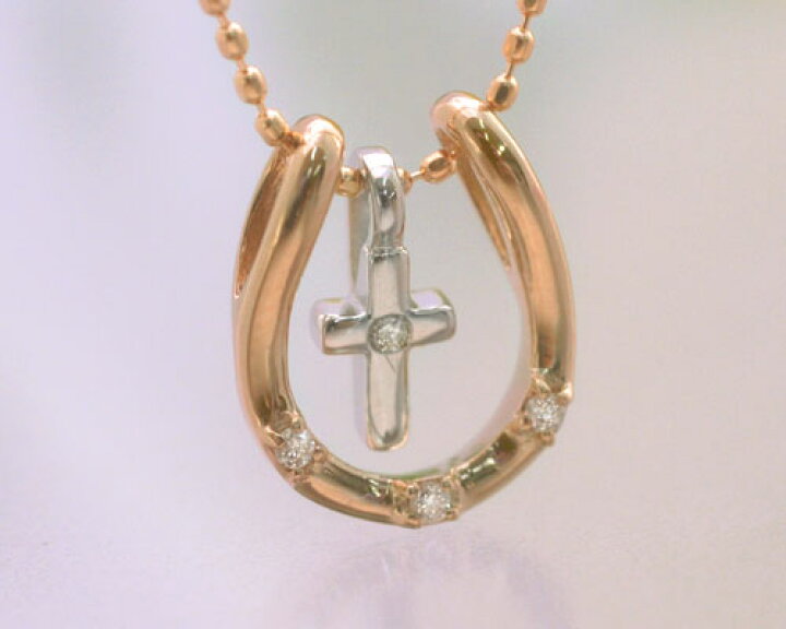 楽天市場】馬蹄モチーフ ネックレス ホースシュー・クロス with ダイヤ  