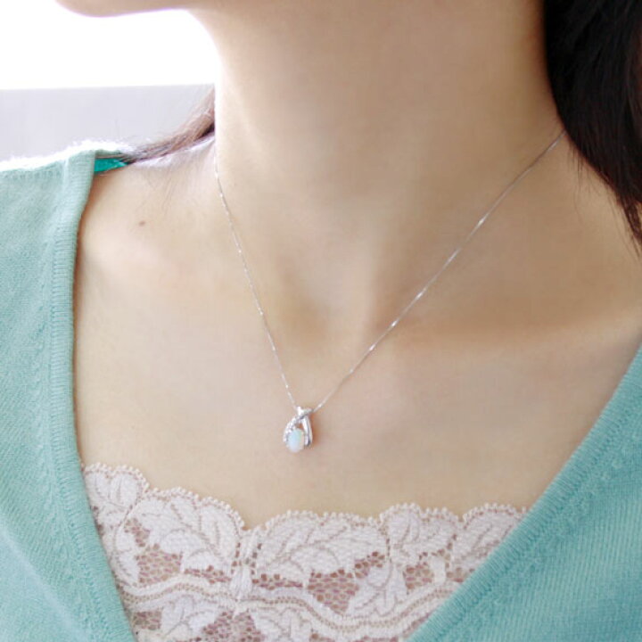 楽天市場】オパール ネックレス 10k/18kホワイトゴールド 18金 K18  