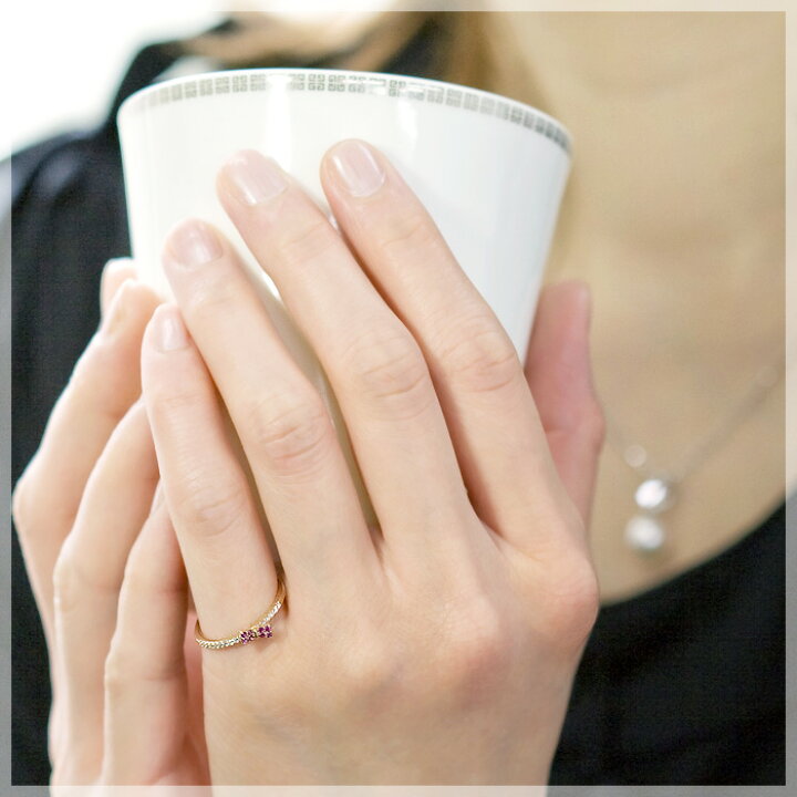 楽天市場】ピンキーリング 18k ピンクゴールド 7月誕生石 ルビー  