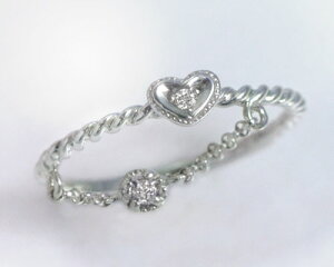 �s���L�[�����O 4���a���� �n�[�g�E�_�C�������h0.01ct �_�C�������h0.03ct�i���I�ׂ�a���΂Ƀ_�C�������h�E�Z�b�g�j K10�z���C�g�S�[���h�iK10WG�j �`�F�[�� �s���L�[�����O ���Y ���{��