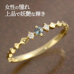 アレキサンドライト リング 指輪 レディース K10/K18イエローゴールド 18金 18k 2mm ラウンドカット ダイヤモンド 0.02ct ピンキーリング対応 鑑別カード付き リングサイズ 0号 1号 2号 3号 4号 5号 6