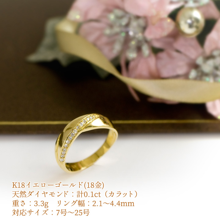 楽天市場】K18 18金 ダイヤモンド 0.1ct リング 指輪 レディース K18