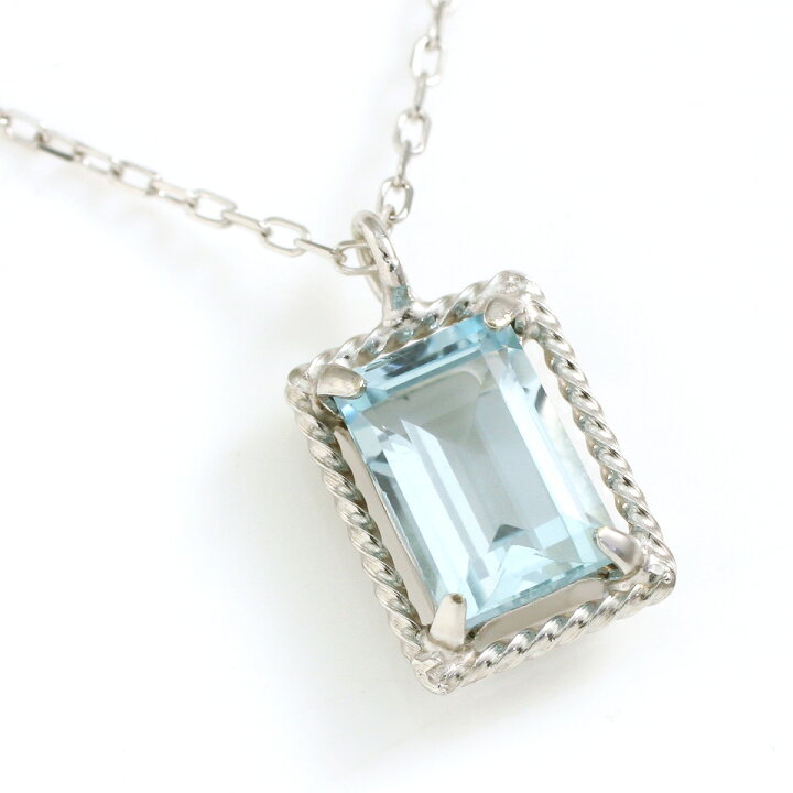 楽天市場】11月誕生石ネックレス スカイブルートパーズ 4×6mm スクエア 
