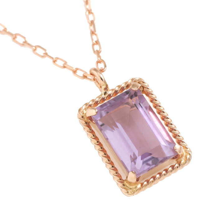 楽天市場】2月誕生石ネックレス アメジスト 4×6mm スクエアカット  