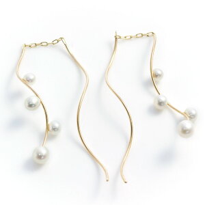 淡水パール 真珠 アメリカンピアス K10/K18イエローゴールド 10k 18k 18金 レディース ピアス 6月誕生石 両耳用「フェリーヌ」/製造オーダー品 約40日間納期