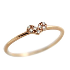 ピンキーリング　4月誕生石 ダイヤモンド0.03ct（カラット） K10/K18ピンクゴールド（K10PG K18PG） ピンキーリング「バタフライ・ハート」 国産 日本製/製造オーダー品　約20日間納期