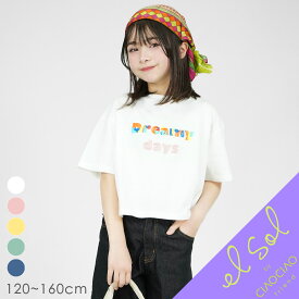 【最終値下げ！アウトレットセール】刺繍文字Tシャツ 半袖Tシャツ Tシャツ キッズTシャツ キッズ 子供服 刺繍 カラフル刺繍 カラフル 女の子 ガールズ 子ども服 こども服 子供 子ども こども 女子 女児 綿 コットン 綿100％ 通学 おでかけ おしゃれ シンプル