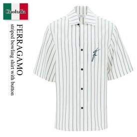 フェラガモ / Ferragamo Striped Bowling Shirt With Button / 1438060773481 / 1438060773481 002WF / 1438060773481002WF / シャツ / 「正規品補償」「VIP価格販売」「お買い物サポート」
