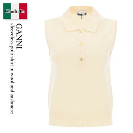 ガニー / Ganni Sleeveless Polo Shirt In Wool And Cashmere / K2131 / K2131 354 / K2131354 / ポロシャツ / 「正規品補償」「VIP価格販売」「お買い物サポート」