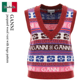 ガニー / Ganni Jacquard Wool Vest With Logo Pattern / K2121 / K2121 999 / K2121999 / ベスト・ジレ / 「正規品補償」「VIP価格販売」「お買い物サポート」