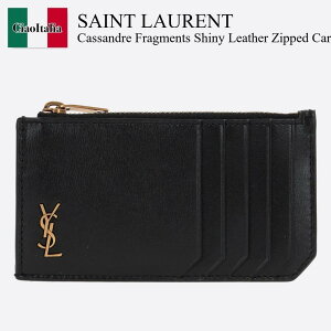 yʌE݌ɌEҏIz T[ / Saint Laurent Cassandre Fragments Shiny Leather Zipped Card / 629899 02G0W / 629899 02G0W 1000 / 62989902G0W / 62989902G0W1000 / J[hP[XEh