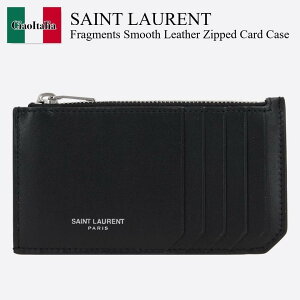 yʌE݌ɌEҏIz T[ / Saint Laurent Fragments Smooth Leather Zipped Card Case / 609362 0U90N / 609362 0U90N 1000 / 6093620U90N / 6093620U90N1000 / J[hP[XEh